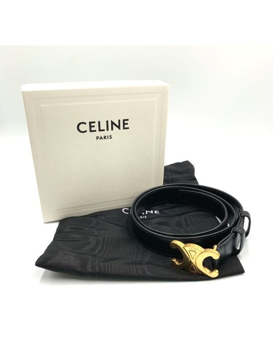 Celine Triomphe Leather Black Belt Gold main image 4